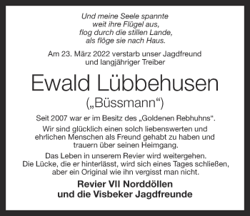 Anzeige von Ewald Lübbehusen von OM-Medien