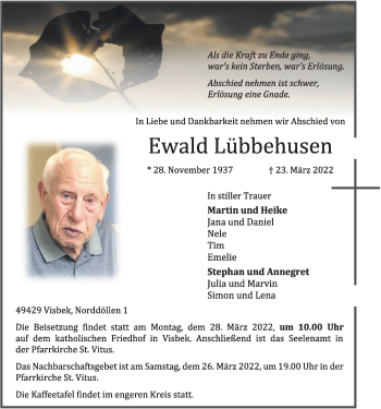 Anzeige von Ewald Lübbehusen von OM-Medien