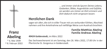 Anzeige von Franz Abeling von OM-Medien
