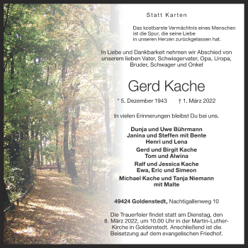 Anzeige von Gerd Kache von OM-Medien