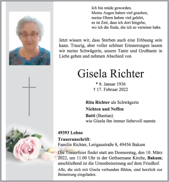 Anzeige von Gisela Richter von OM-Medien