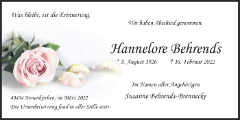 Anzeige von Hannelore Behrends von OM-Medien