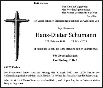 Anzeige von Hans-Dieter Schumann von OM-Medien