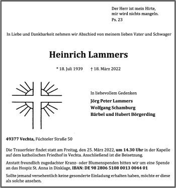 Anzeige von Heinrich Lammers von OM-Medien