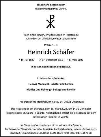 Anzeige von Heinrich Schäfer von OM-Medien
