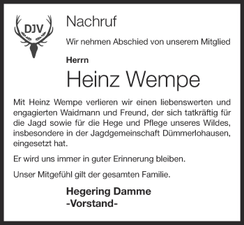 Anzeige von Heinz Wempe von OM-Medien