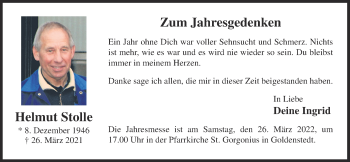 Anzeige von Helmut Stolle von OM-Medien