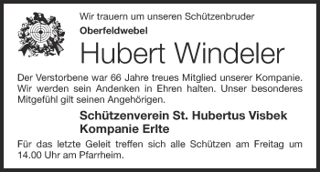 Anzeige von Hubert Windeler von OM-Medien