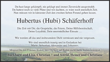 Anzeige von Hubertus Schäferhoff von OM-Medien