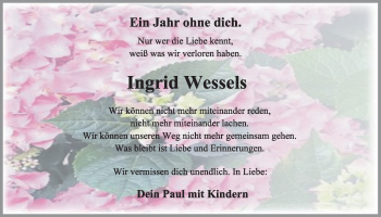 Anzeige von Ingrid Wessels von OM-Medien