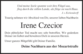 Anzeige von Irene Czecior von OM-Medien