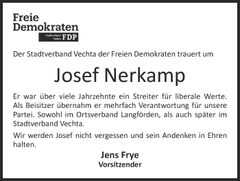 Anzeige von Josef Nerkamp von OM-Medien