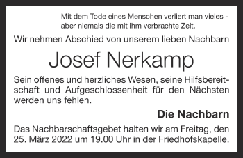 Anzeige von Josef Nerkamp von OM-Medien