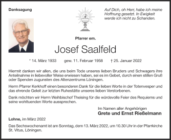 Anzeige von Josef Saalfeld von OM-Medien