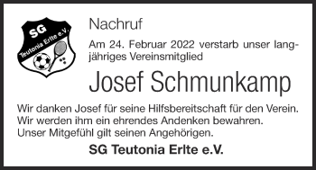 Anzeige von Josef Schmunkamp von OM-Medien