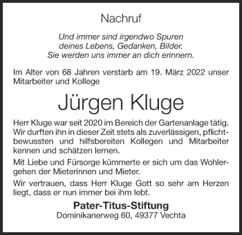 Anzeige von Jürgen Kluge von OM-Medien