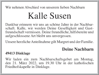 Anzeige von Karl-Heinz Susen von OM-Medien