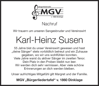 Anzeige von Karl-Heinz Susen von OM-Medien