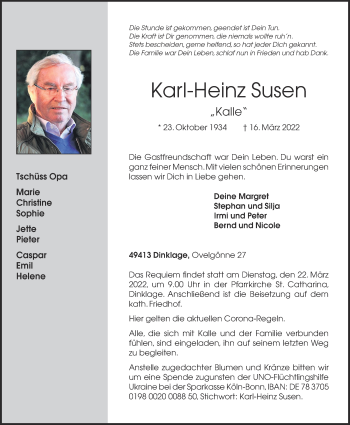 Anzeige von Karl-Heinz Susen von OM-Medien