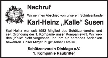 Anzeige von Karl-Heinz Susen von OM-Medien