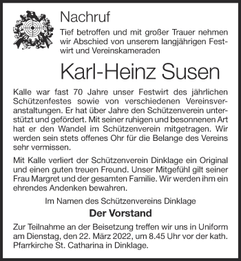 Anzeige von Karl-Heinz Susen von OM-Medien