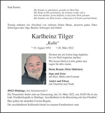 Anzeige von Karlheinz Tilger von OM-Medien