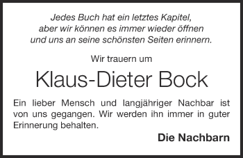 Anzeige von Klaus-Dieter Bock von OM-Medien