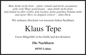 Anzeige von Klaus Tepe von OM-Medien