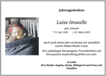 Anzeige von Luise Imwalle von OM-Medien