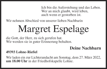Anzeige von Margret Espelage von OM-Medien