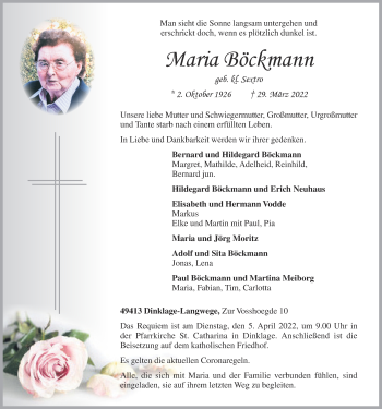 Anzeige von Maria Böckmann von OM-Medien