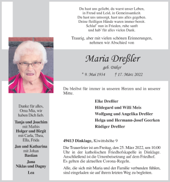 Anzeige von Maria Dreßler von OM-Medien