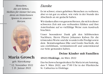Anzeige von Maria Grosch von OM-Medien
