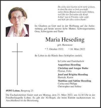 Anzeige von Maria Heseding von OM-Medien