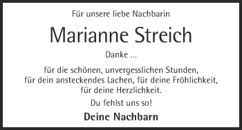Anzeige von Marianne Streich von OM-Medien