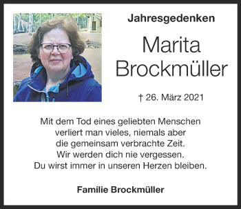Anzeige von Marita Brockmüller von OM-Medien