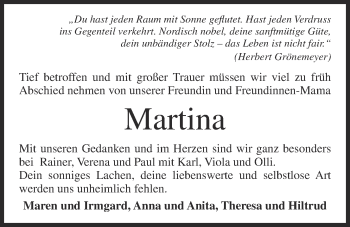 Anzeige von Martina Fischer von OM-Medien