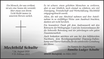 Anzeige von Mechthild Schulte von OM-Medien