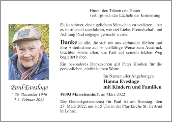 Anzeige von Paul Eveslage von OM-Medien