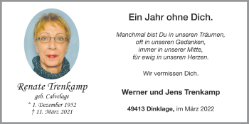 Anzeige von Renate Trenkamp von OM-Medien