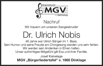 Anzeige von Ulrich Nobis von OM-Medien