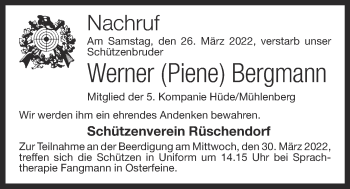 Anzeige von Werner Bergmann von OM-Medien