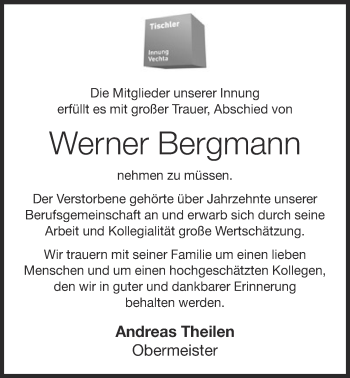 Anzeige von Werner Bergmann von OM-Medien
