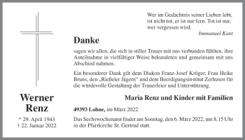 Anzeige von Werner Renz von OM-Medien