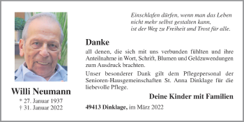 Anzeige von Willi Neumann von OM-Medien