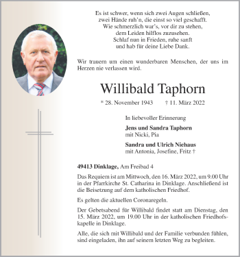 Anzeige von Willibald Taphorn von OM-Medien