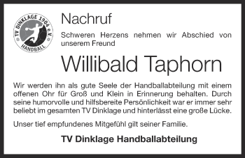Anzeige von Willibald Taphorn von OM-Medien