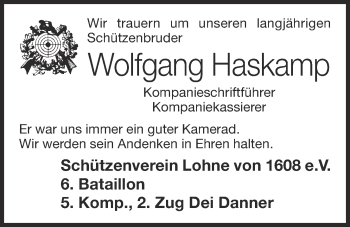 Anzeige von Wolfgang Haskamp von OM-Medien