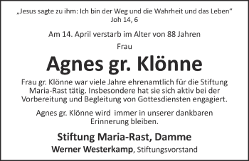 Anzeige von Agnes gr. Klönne von OM-Medien