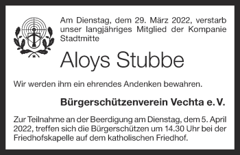 Anzeige von Aloys Stubbe von OM-Medien